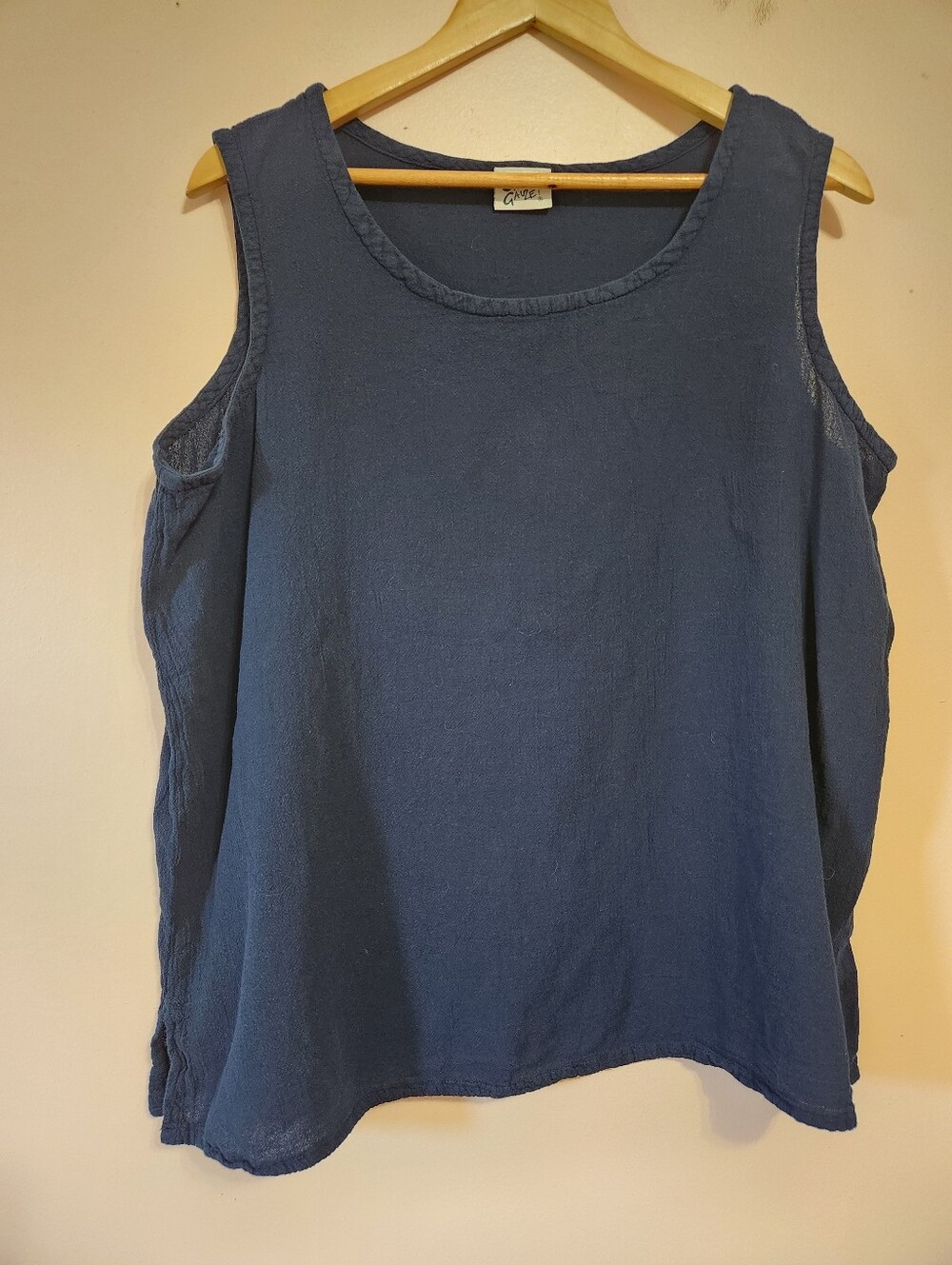 Oh My Gauze! Navy Blue Cotton Lagenlook Sleeveless Tunic Tank Top Plus Size 3